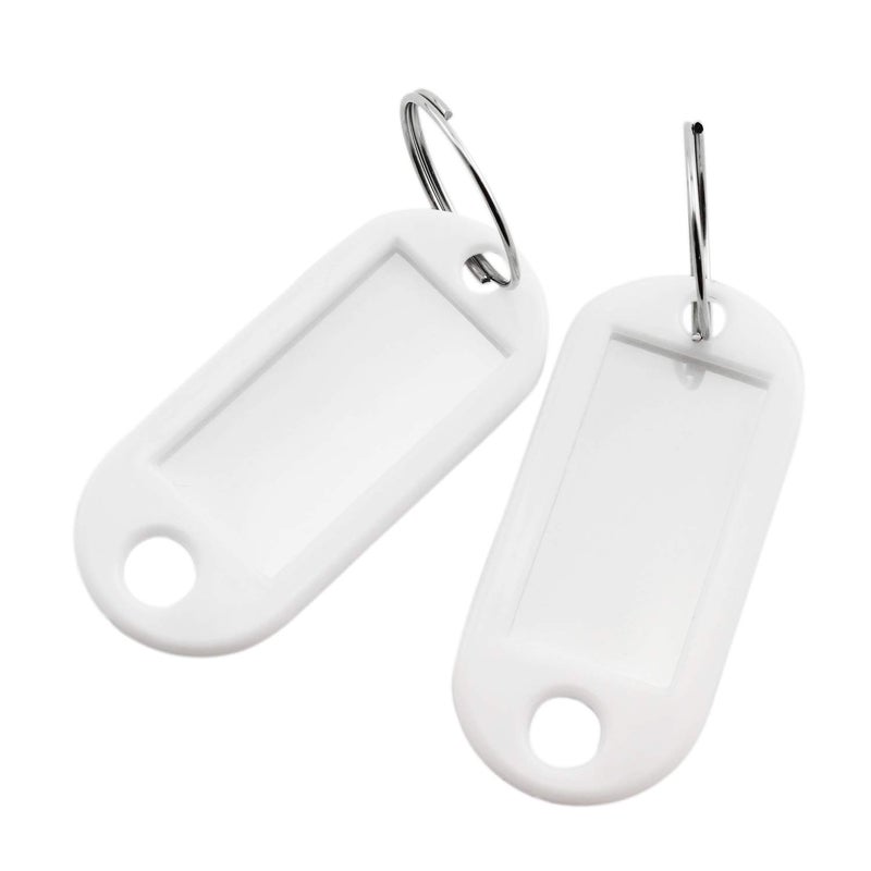 Lind Kitchen 40pcs White Key Ring Label Tags Plastic Keys Holder and Identifier Name Number Address Information Label Card for Keys ID 5x2.2cm - Image 1